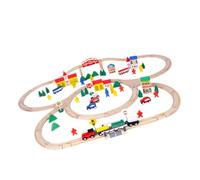 Harilla Ensemble de Train en bois, ensemble de jouets ferroviaires, jouet d'activité motrice, jouet Montessori, jouet éducatif préscolaire pour enfants, 100 Pièces
