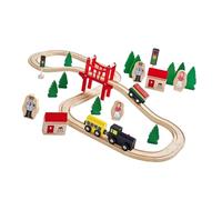 Harilla Ensemble de Train en bois, ensemble de jouets ferroviaires, jouet d'activité motrice, jouet Montessori, jouet éducatif préscolaire pour enfants, 39 Pièces