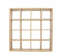 Harilla Étagère de Maison de Poupée Miniature Bibliothèque Meuble Vitrine Structure en Bouleau 16 Compartiments de Rangement Look Moderne Échelle 1 12 Adaptée, Bois