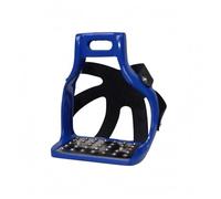 Harilla Étrier de Sécurité avec Sangle Maille Étrier Équestre Marchepied Antidérapant Cadre Plastique Lisse Plateforme Large pour Stabilité et Confort du Pied Manège Dressage Écurie, Bleu
