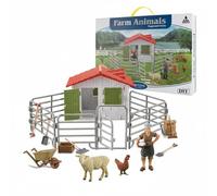 Harilla Figurines de Ferme Coffret Complet Animaux Grange Barrières Outils Scène Miniature en Plastique Rendu Fidèle Jeu Scénarisé Organisation des Espaces , Ferme Joyeuse - Ensemble B