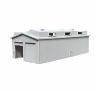 Harilla Hangar de Train Miniature Remise Wagon Dépôt Ferroviaire Atelier de Maintenance Maquette N à Parois Gravées et Baies Convient aux Réseaux et Maquettes Paysagées, Gris, Porte Gauche