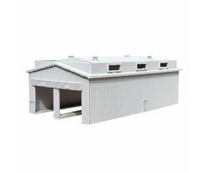 Harilla Hangar de Train Miniature Remise Wagon Dépôt Ferroviaire Atelier de Maintenance Maquette N à Parois Gravées et Baies Convient aux Réseaux et Maquettes Paysagées, Gris, Double Porte