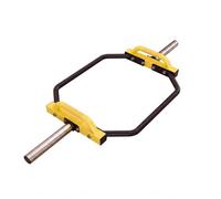 Harilla Hexagonal Barbell Bar Barre Hexagonale Haltère Hex Poignée Élevée Manchons Chromés Acier Soudé Convient à Entraînement Force Squat Salle de Sport, Jaune