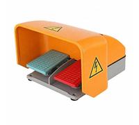 Harilla Interrupteur à Pédale Double YDT1-18 Pédale de Contrôle au Pied Boîtier en Alliage d'Aluminium Surface Texturée Antidérapante 12-380V 10A Adapté aux Ateliers Usinage de Montage