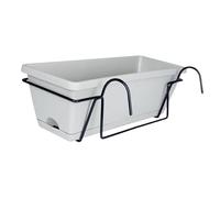 Harilla Jardinière de Balcon Suspendue Rectangulaire avec Pot de Fleurs Bac à Plantes pour Garde-Corps Plateau Amovible et Supports Résistante en PP Adaptée P, Gris Clair