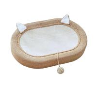 Harilla Lit de Grattage pour Chat Coussin Griffoir Sisal Multifonction Réutilisable avec Boule Suspendue Résistant Adapté à Chats D'Intérieur Cadeaux, Oreilles de Chat