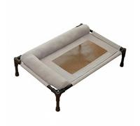 Harilla Lit de Repos Détachable avec Ventilée Cadre en Fer Robuste Soutien Confortable du Coussin Utilisation Lavable Adapté à Animaux Familiers Relaxation, Gray, M
