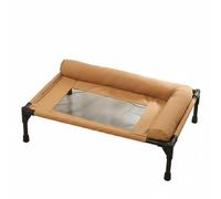 Harilla Lit de Repos Détachable avec Ventilée Cadre en Fer Robuste Soutien Confortable du Coussin Utilisation Lavable Adapté à Animaux Familiers Relaxation, Coffee, L