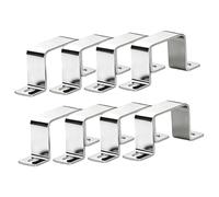 Harilla Lot de 8 colliers de serrage carrés en forme de U, de rechange argentés, pour tubes de 4 cm x 4 cm, supports de rampe d'escalier.
