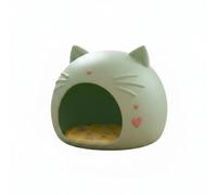 Harilla Maison de Chat Multi Use Seat Lit pour Chat Niche Intérieure Cabane Détente Plastique Rotin Coussin Confortable Étanche Rangements Facilités Adaptée, Vert, Coussin Glacé