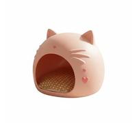 Harilla Maison de Chat Multi Use Seat Lit pour Chat Niche Intérieure Cabane Détente Plastique Rotin Coussin Confortable Étanche Rangements Facilités Adaptée, Rose, Coussin Double Face
