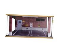 Harilla Modèle de Scène de Stationnement en Bois Acrylique pour Voitures Miniatures 1/18, Mur de briques rouges