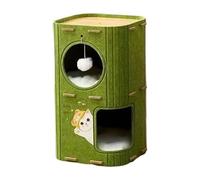 Harilla Niche pour Chat à 2 étages, Niche fermée, Niche, Niche, Tunnel Couvert pour Jouer, Animal de Compagnie, Repos des Chatons, Vert