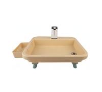 Harilla Outdoor Washbasin Lavabo Portable Évier de Camping Station de Lavage avec Pompe Électrique Intégrée Robinet à Bouton Réservoir Savon Support Latéral, Kaki