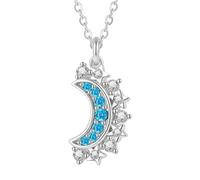 Harilla Pendentif Couple Collier Sérénité Connexion Aimant Collier Pendentif Bijou Zircon Cuivre Finition Électroplaquée Chaîne Ajustable O 41cm-50cm Adapté, Lune Magnétique