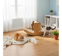 Harilla Planche à Gratter pour Chat avec Lit Berceau en Carton Support Ergonomique Ossature Bois Renforcée Usage Interactif pour Animaux Domestiques Jeux Maison Relaxation, Boat+Rocker+Round