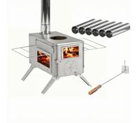 Harilla Poêle Camping Vitre Robuste | Grilles Latérales Rabaables, Poêle à Bois Cheminée, Multifonction, Chauffage, pr, Campeurs, Randonneurs