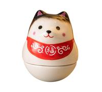 Harilla Porcelain Dog Shiba Inu Daruma Tableau de Tumbler Table de Table Adorable Accessoires de créneaux de ménage Carton de Cadeau 3.5x3.5x4cm, Noir Rouge