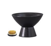 Harilla Pot de Fleurs en céramique, Fournitures pour Art Floral, récipient pour Composition Florale, Bol décoratif sur Pied pour Bureau, Noir et Porte-épingles