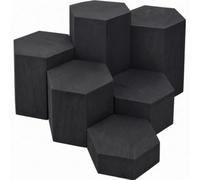 Harilla Présentoir Hexagonal en Bois Massif Décoratif Présentoir Table Finition Noire Compact Rehausseur Plateau Plein pr Décoration Intérieure