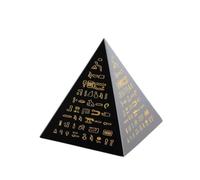 Harilla Pyramide Cristal Sculpture Décor de, 10cm, Pyramide en Obsidienne Noire avec Inscriptions Égyptiennes Anciennes