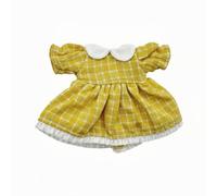 Harilla Robe de Poupée Miniature 1/12 Élégante à Manches Longues en Tissu Souple pour Corps OB11 Compatible avec Autres Poupées Motif à Carreaux avec Détails , Jaune
