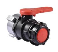 Harilla Robinet à Bille IBC Vanne Soupape Levier Capuchon Avant Connexion Sécurisée par Anneau de Verrouillage Métallique Régulation Rapide Du Contenu, Rouge, 62mm