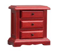 Harilla Stand de Nuit en Bois de poupée en Bois 1/12 Scale Dollhouse, Meubles Mini Table de Chevet pour Photographie Accessoires Mini-Salle, Bois Rouge