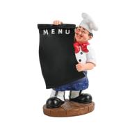 Harilla Statue Chef avec Tableau Menu Porte Bouteille Support Vin Ornement Résine Style Bistrot Socle Solide Détails Élégants Adaptée pour Plan de Travail, Chef avec Tableau Noir, Style Européen