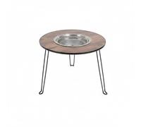 Harilla Table Pliante de Table de Pique Nique Table Extérieure Table Portable avec Foyer Central pour Barbecue et Bouillir du Thé Structure Aluminium Acier, Bois