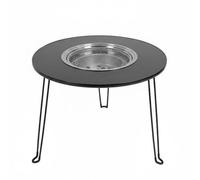 Harilla Table Pliante de Table de Pique Nique Table Extérieure Table Portable avec Foyer Central pour Barbecue et Bouillir du Thé Structure Aluminium Acier, Noir