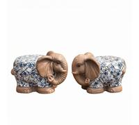 Harilla Tabouret Extérieur Décoratif Banc Animal Piédestal Éléphant Socle Jardin Mosaïque Florale Corps Texturé en Oxyde de Magnésium Sculpture d'Exposition