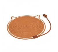 Harilla Tapis Griffoir pour Chat Griffoir Paillasson Coussin Lit en Corde Coton Lin Matelas Double Fonction Gratter et Dormir Entretien Aisé Adapté aux Chats Séjour sous Table Basse, Brown, 60CM