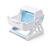 Harilla Unité Sanitaire Automatique Bac à Litière Panier Boîte Maison Séparateur Inclinable Réduit Les Odeurs Couvercle Haut Accès Spacieux Conception Stable, Blanc Bleu