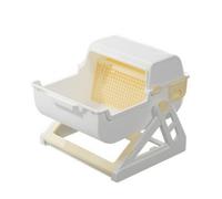 Harilla Unité Sanitaire Automatique Bac à Litière Panier Boîte Maison Séparateur Inclinable Réduit Les Odeurs Couvercle Haut Accès Spacieux Conception Stable, Blanc Jaune