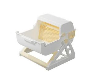 Harilla Unité Sanitaire Automatique Bac à Litière Panier Boîte Maison Séparateur Inclinable Réduit Les Odeurs Couvercle Haut Accès Spacieux Conception Stable, Blanc Jaune