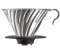 HARIO Drip V60-02 - Dripper à café / filtre à café en acier inoxydable avec support
