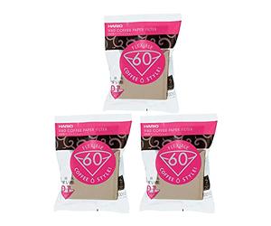 Hario Lot de 3 filtres à café en papier V60 Taille 01 (Marron)