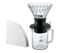HARIO Start-Stop SSD-5012-B Dripper Set de 200 ml avec filtre à main Noir