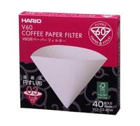 Hario V60 Lot de 40 filtres à café en papier Taille 03 (total de 40 feuilles) Blanc