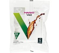 Hario VCF-01-100W Lot of 100 Coffee Paper Filters for V60, Size 01, blanc