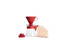 Hario VCSD-02R Goutteur de café avec pichet et filtres, Acier, Rouge, 700 ml