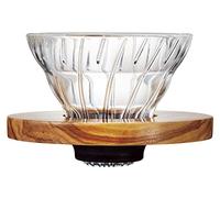 HARIO VDGR-01-OV V60 Goutteur à café en verre transparent résistant à la chaleur en bois d'olivier 01 pour 1 à 2 tasses