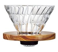 Hario VDGR-02-OV V60 Verre résistant à la chaleur, perméable, goutte-à-café, bois d'olivier, 02, goutte à café, pour 1 à 4 tasses