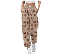 Harlan Casual Impression Numérique 3D Femmes Pantalon de Salopette Taille Haute de Poche Pantalon de Salopette Large Combinaisons d'Été Élégant, Kaki, S