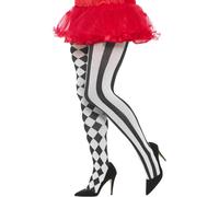 Harlequin Collant Femmes Grande Taille Noir Blanc Rayure Carreaux Déguisement