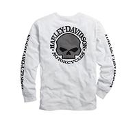 HARLEY-DAVIDSON 99092-14VM T-shirt à manches longues pour homme Motif tête de mort Blanc, Blanc., L