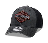 HARLEY-DAVIDSON Casquette de baseball délavée pour homme avec logo bicolore, Noir , L