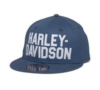 Harley-Davidson Casquette de baseball pour homme Block Script Cappy Casquette de motard Casquette de moto Casquette de baseball Kappy Marchandise Bleu, L